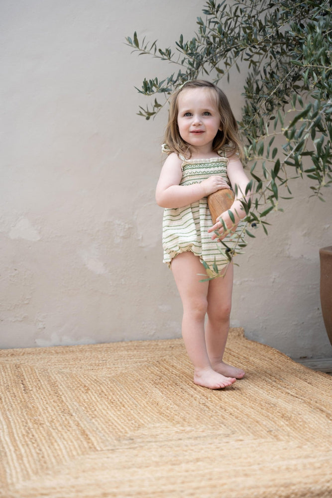 EDA ROMPER - GREEN STRIPES - KOKORI Kids
