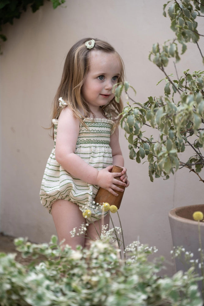 EDA ROMPER - GREEN STRIPES - KOKORI Kids