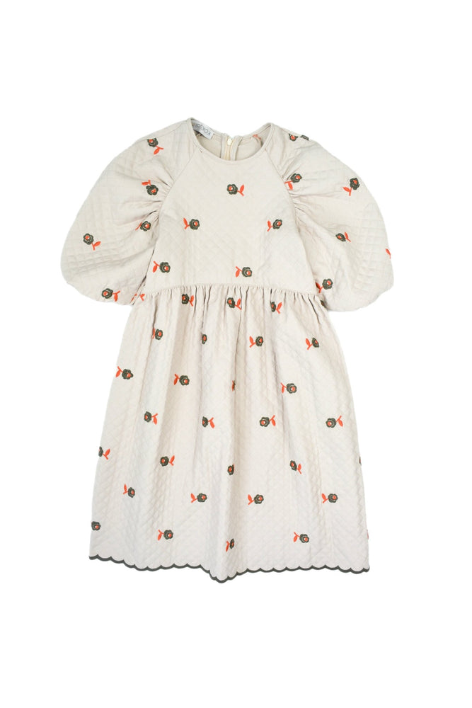 Girls Dress, Vivian Ivory - Green Roses - KOKORI Kids