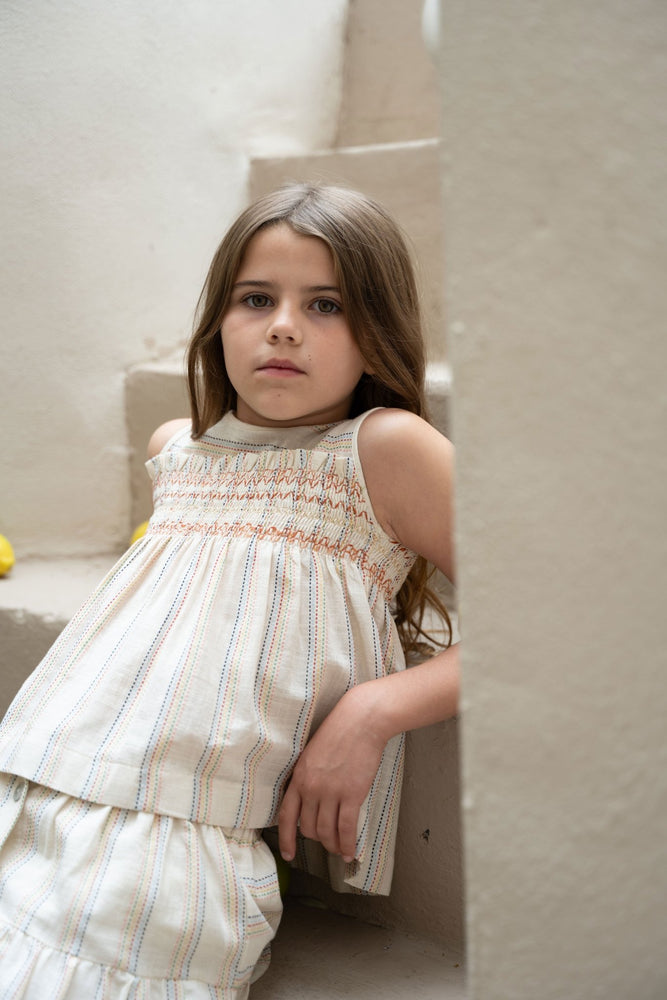 OLIVIA SKIRT NATURAL - RAINBOW STRIPES - KOKORI Kids