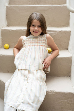 OLIVIA SKIRT NATURAL - RAINBOW STRIPES - KOKORI Kids