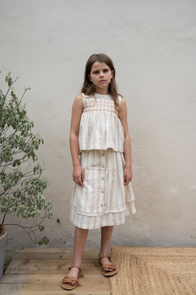 OLIVIA SKIRT NATURAL - RAINBOW STRIPES - KOKORI Kids
