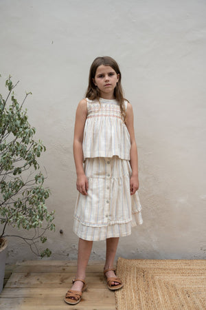 OLIVIA SKIRT NATURAL - RAINBOW STRIPES - KOKORI Kids
