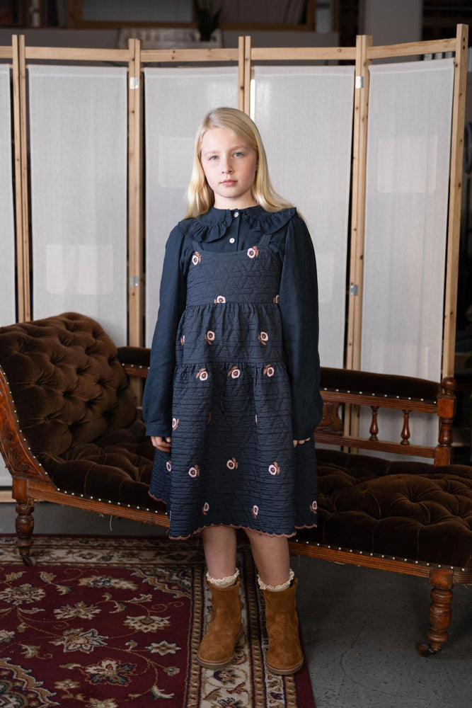 VINA PINAFORE DRESS - NAVY DRESS - KOKORI Kids