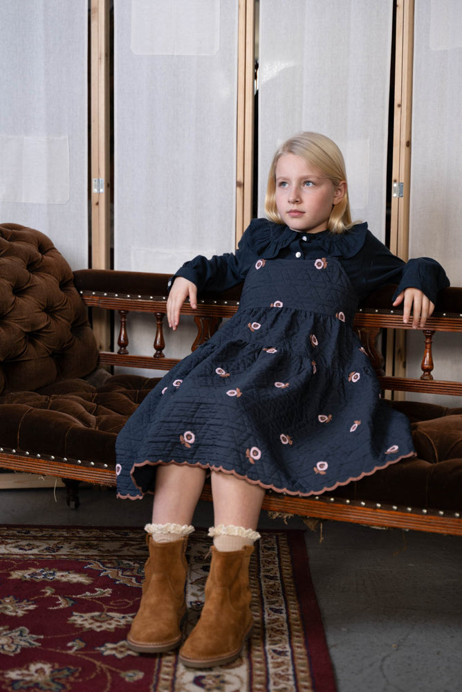 VINA PINAFORE DRESS - NAVY DRESS - KOKORI Kids