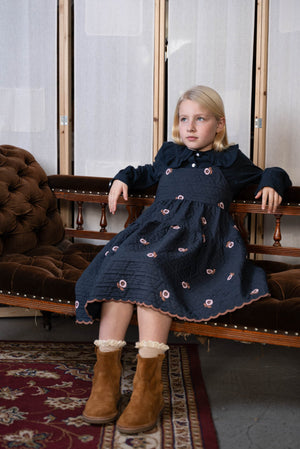 VINA PINAFORE DRESS - NAVY DRESS - KOKORI Kids