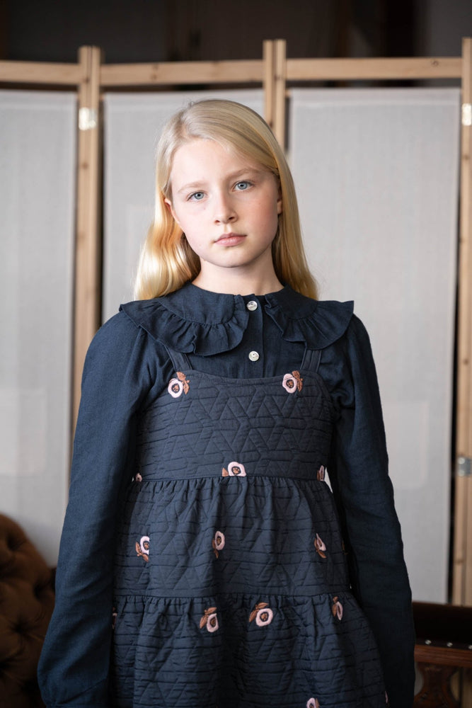 VINA PINAFORE DRESS - NAVY DRESS - KOKORI Kids